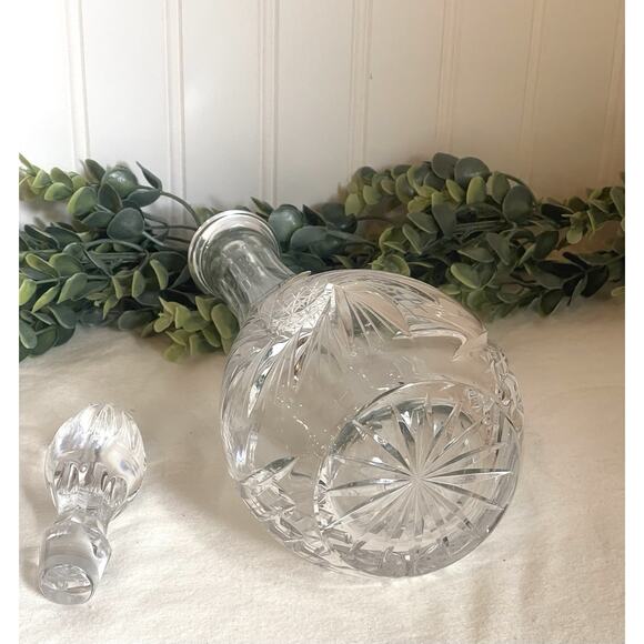 Czech Republic TOM Bohemia Hand Cut Lead CRYSTAL DECANTER / CRUET Brilliant Cuts - Picture 8 of 8